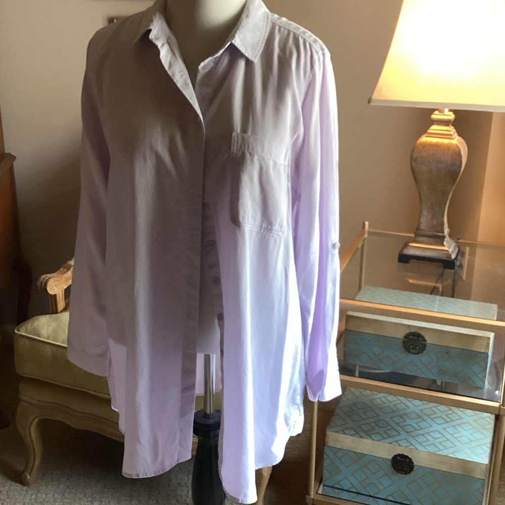 Side Stitch Lavender Button-up Big Shirt